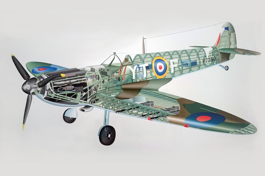 supermarine spitfire technical illustration cut away graphic design and print aylesbury
